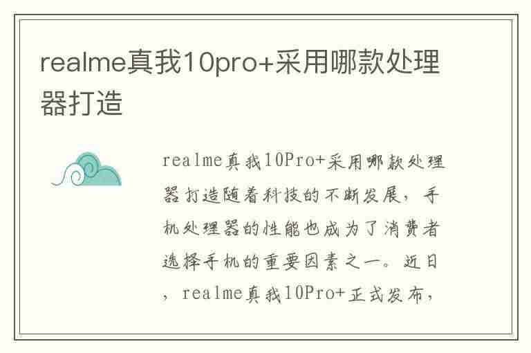 realme真我10pro+采用哪款处理器打造